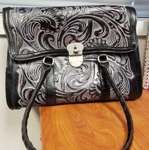 Patricia Nash Vienna Satchel  in Black Tuscan